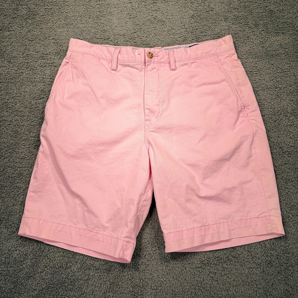Polo Ralph Lauren Chino Shorts Mens 32 Pink Classic Fit Stretch Flat Front‎ Pony